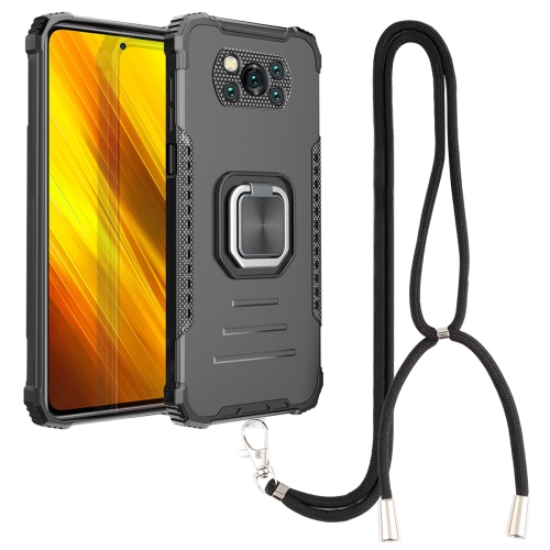 

For Xiaomi Poco X3 / X3 NFC Aluminum Alloy + TPU Phone Case with Lanyard(Black)