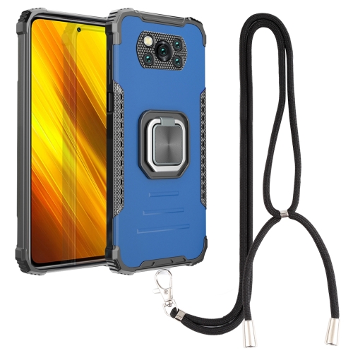 

For Xiaomi Poco X3 / X3 NFC Aluminum Alloy + TPU Phone Case with Lanyard(Blue)