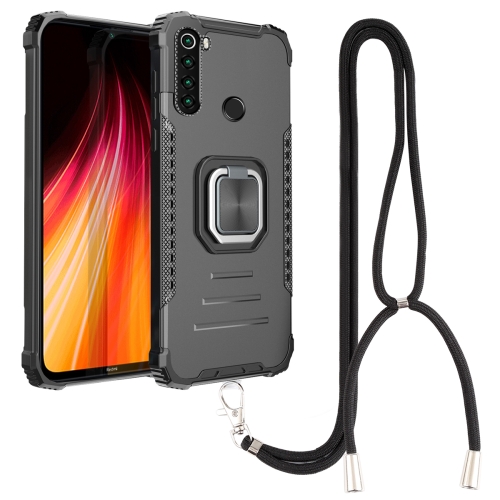 

For Xiaomi Redmi Note 8 Aluminum Alloy + TPU Phone Case with Lanyard(Black)