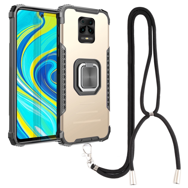 

For Xiaomi Redmi Note 9S / Note 9 Pro Aluminum Alloy + TPU Phone Case with Lanyard(Gold)