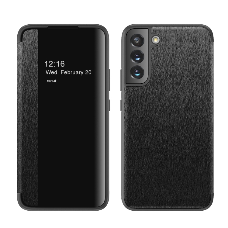 

For Samsung Galaxy S22 5G Window View Leather Phone Case(Black)