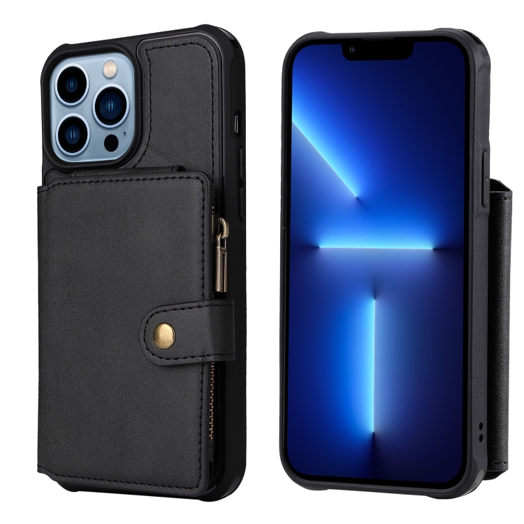 

Zipper Shockproof Protective Phone Case For iPhone 13 Pro Max(Black)