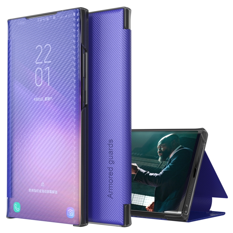 

For Xiaomi Redmi Note 11 Pro 5G Carbon Fiber View Time Leather Phone Case(Blue)