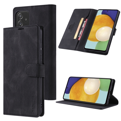 For Samsung Galaxy A53 5G TAOKKIM Calf Texture Leather Phone Case(Black)