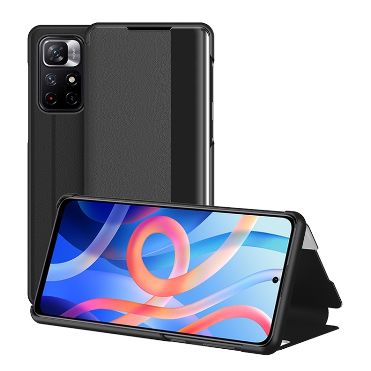 

For Xiaomi Redmi Note 11 Window View Leather Phone Case(Black)