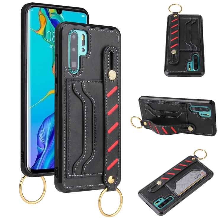 

For Huawei P30 Pro Wristband Wallet Leather Phone Case(Black)