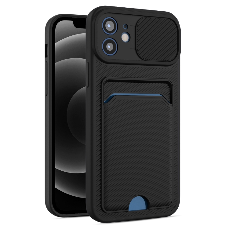 

Sliding Camshield Card TPU+PC Case For iPhone 12(Black)