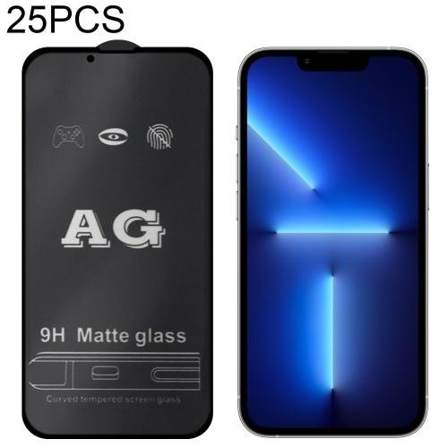 

25 PCS AG Matte Frosted Full Cover Tempered Glass Film For iPhone 13 / 13 Pro
