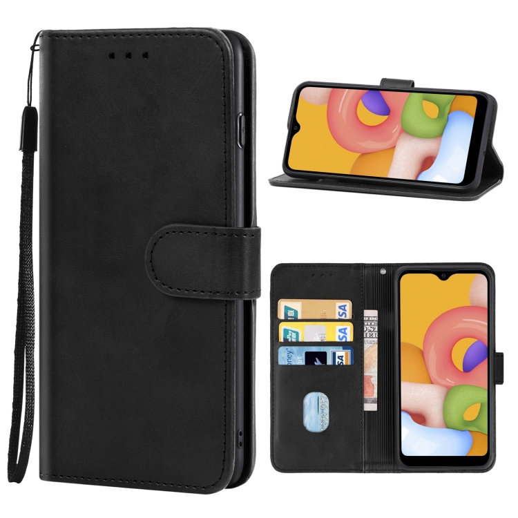 

For Samsung Galaxy A01 Leather Phone Case(Black)