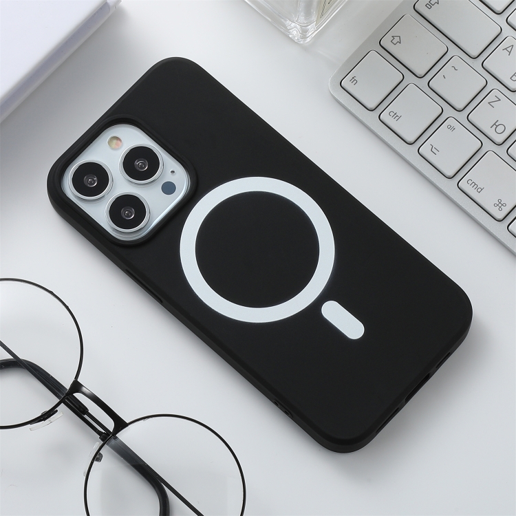 

For iPhone 12 Pro Max Silicone Magsafe Phone Case(Black)