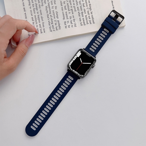 

Silicone Watch Band For Apple Watch Ultra 49mm / Series 8&7 45mm / SE 2&6&SE&5&4 44mm / 3&2&1 42mm(Blue + Grey)