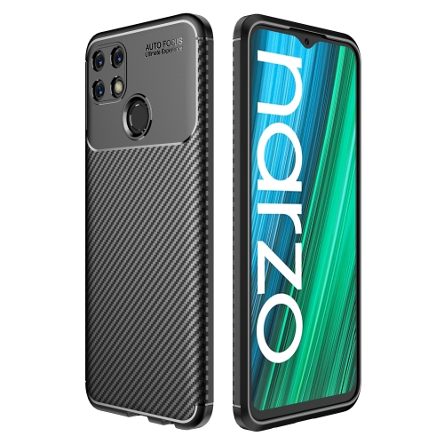 

For OPPO Realme Narzo 50A Carbon Fiber Texture Shockproof TPU Phone Case(Black)