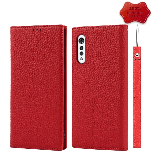 

For LG Velvet 5G Litchi Genuine Leather Phone Case(Red)