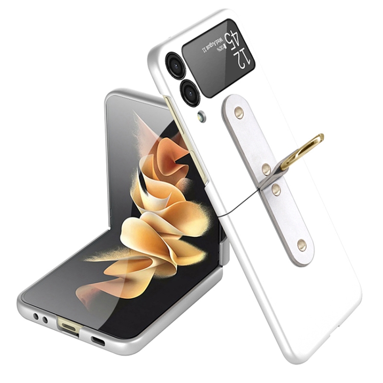 

For Samsung Galaxy Z Flip3 5G Oil-sprayed Ring PC Phone Case(White)