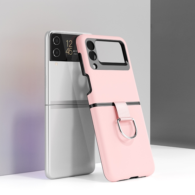 

For Samsung Galaxy Z Flip3 5G Silicone + PC Ring Phone Case(Pink)