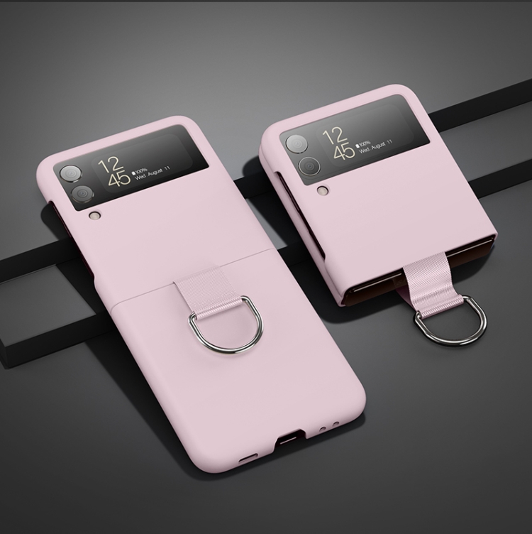 

For Samsung Galaxy Z Flip3 5G Oil-sprayed Feel Ring PC Phone Case(Pink)