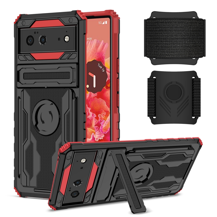 

For Google Pixel 6 Armor Wristband Phone Case(Red)