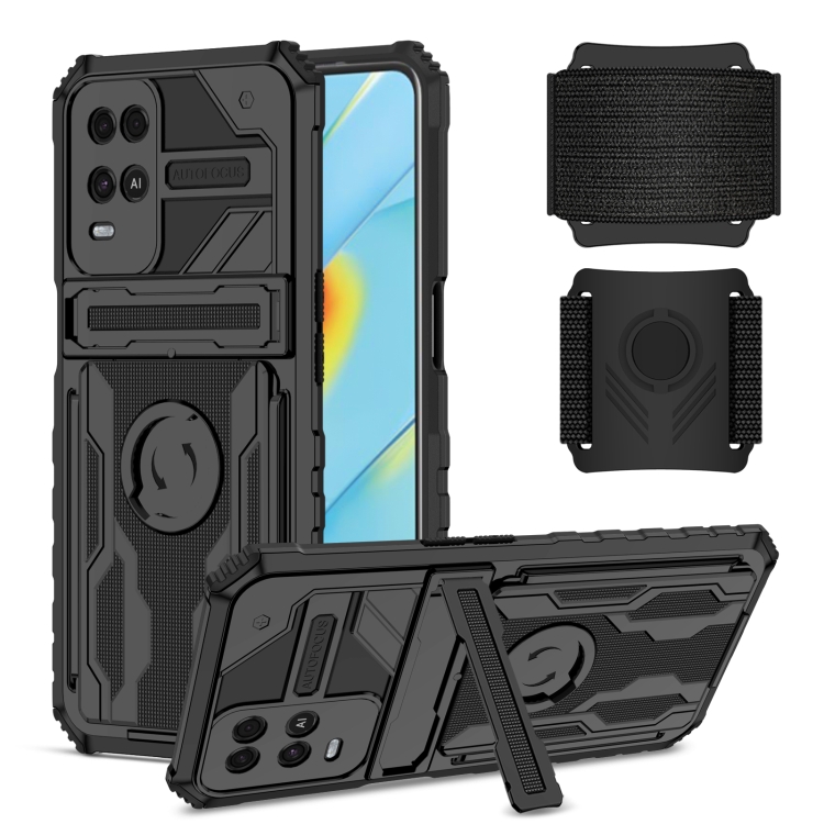 

For OPPO A54 Armor Wristband Phone Case(Black)