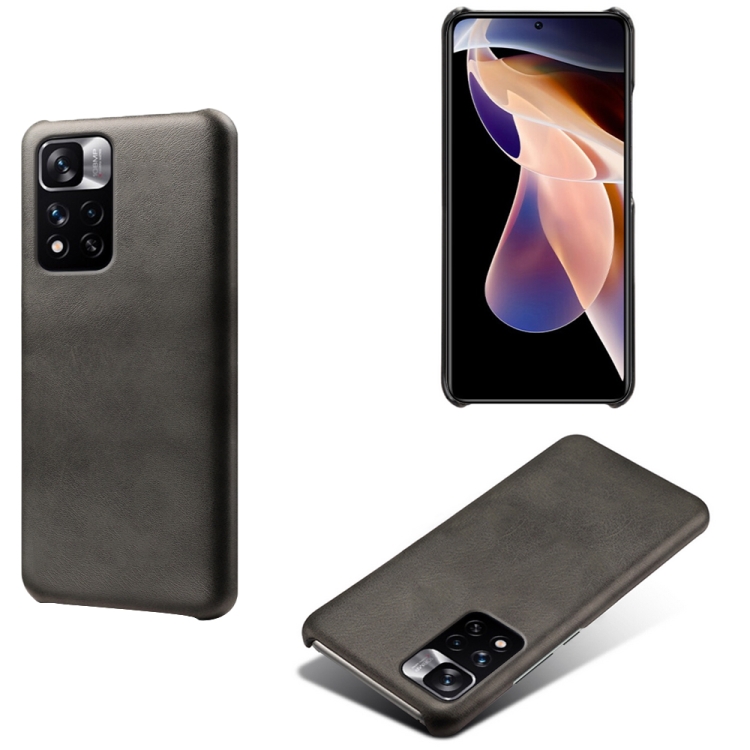 

For Xiaomi Redmi Note 11 Pro+ Calf Texture PC + PU Phone Case(Black)