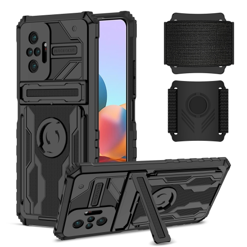 

For Xiaomi Redmi Note 10 Pro Armor Wristband Phone Case(Black)