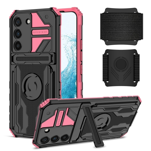 

For Samsung Galaxy S22 5G Armor Wristband Phone Case(Pink)