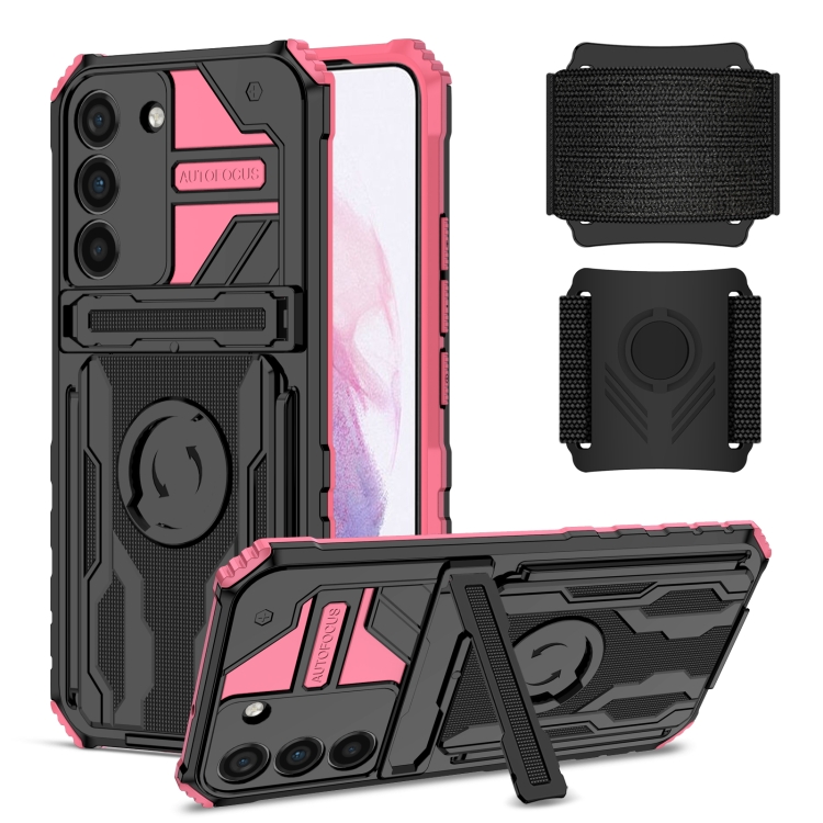 

For Samsung Galaxy S22+ 5G Armor Wristband Phone Case(Pink)