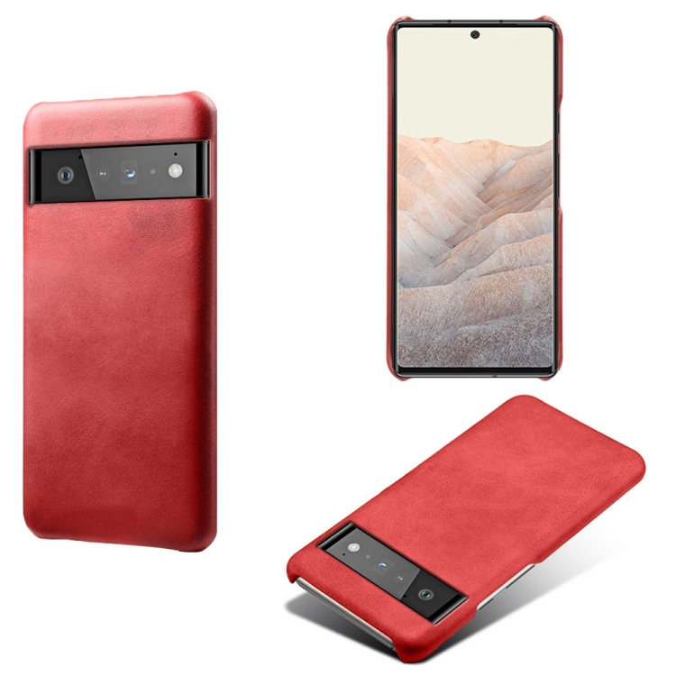 

For Google Pixel 6 Pro Calf Texture PC + PU Phone Case(Red)