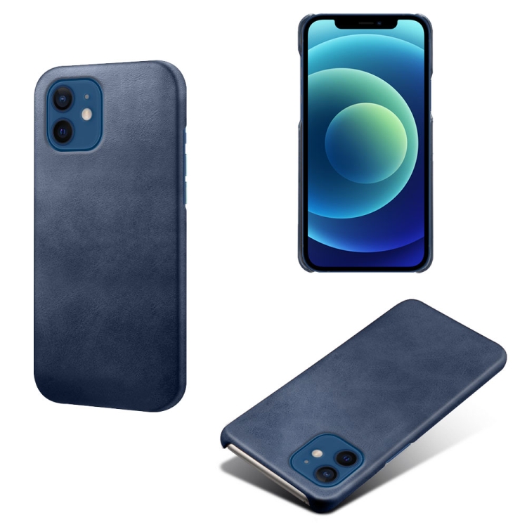 

Calf Texture PC + PU Phone Case For iPhone 12 / 12 Pro(Blue)
