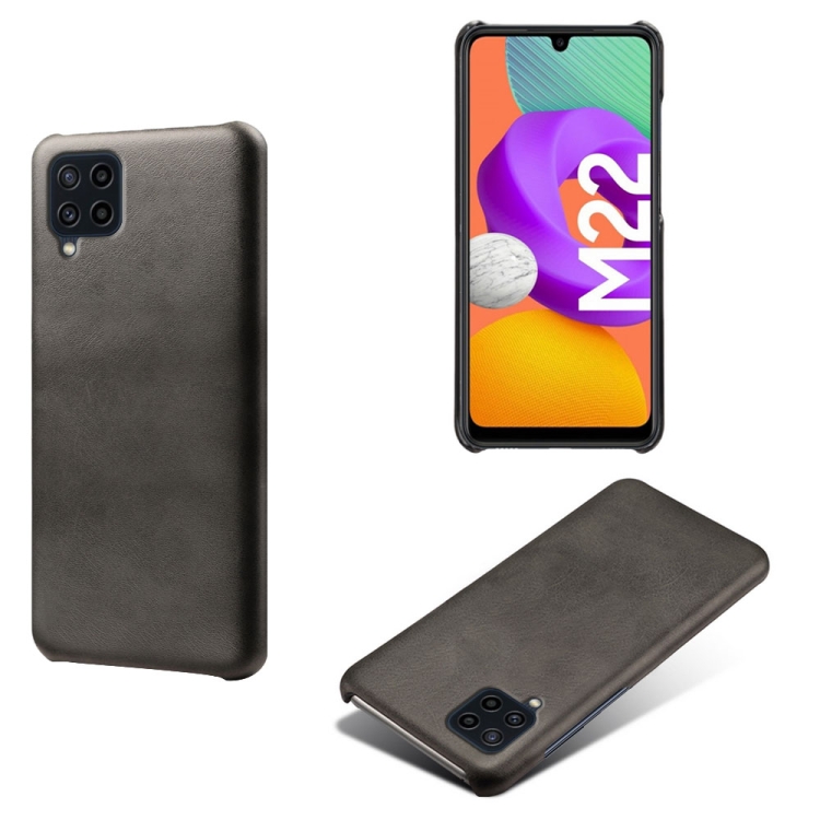 

For Samsung Galaxy M22 Calf Texture PC + PU Phone Case(Black)