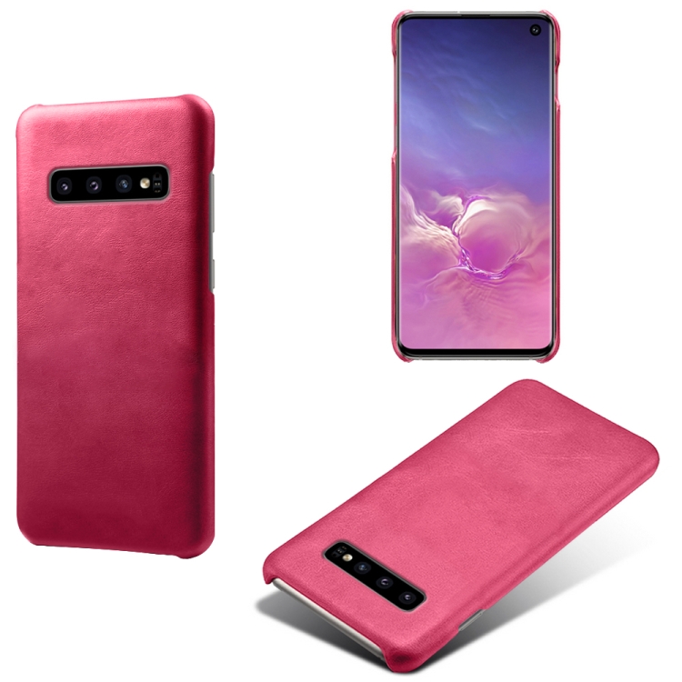 

For Samsung Galaxy S10 Calf Texture PC + PU Phone Case(Rose Red)
