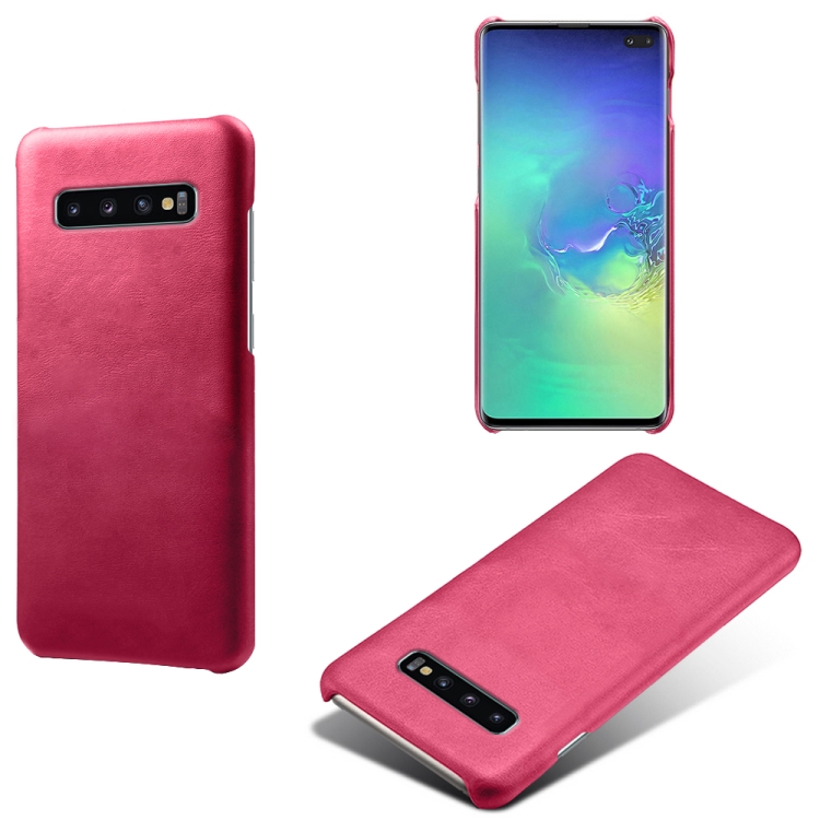 

For Samsung Galaxy S10+ Calf Texture PC + PU Phone Case(Rose Red)