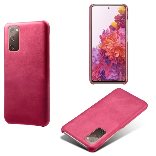 

For Samsung Galaxy S20 FE Calf Texture PC + PU Phone Case(Rose Red)