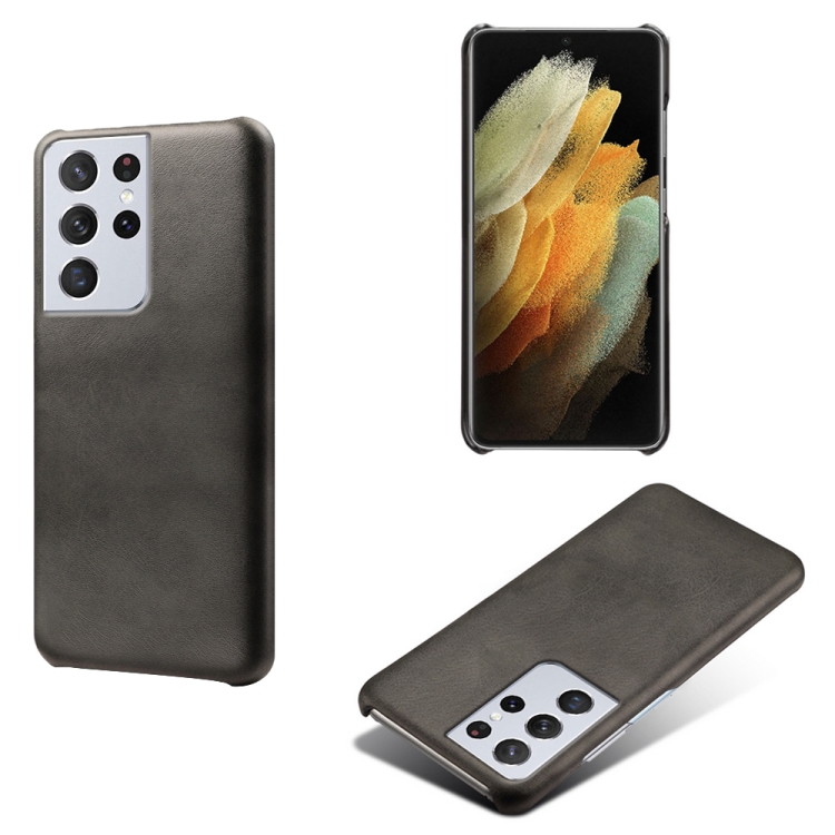 

For Samsung Galaxy S21 Ultra 5G Calf Texture PC + PU Phone Case(Black)