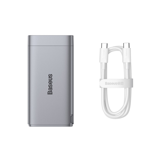 

Baseus CCGP070012 GaN3 Pro 65W Dual USB-C / Type-C + USB GaN Fast Charger + 1m Xiaobai Series 100W USB-C / Type-C to USB-C / Type-C Fast Charging Data Cable Set, CN Plug(Silver + White)