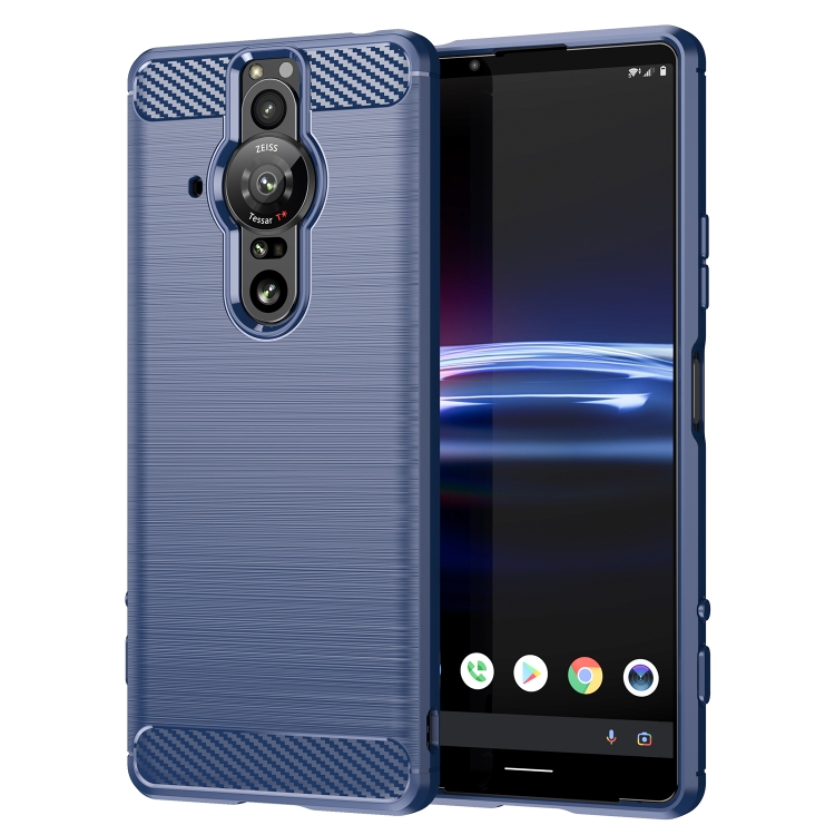 

For Sony Xperia Pro-I Brushed Carbon Fiber Texture TPU Phone Case(Blue)