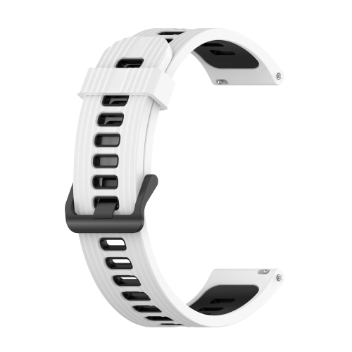 

For Huawei Watch GT 3 42mm 20mm Two-color Stripe Silicone Watch Band(White Black)