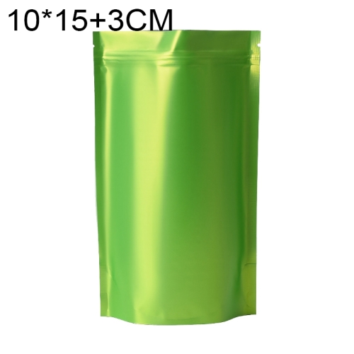 

100 PCS/Set Matte Aluminum Foil Snack Stand-up Pouch, Size:10x15+3cm(Green)