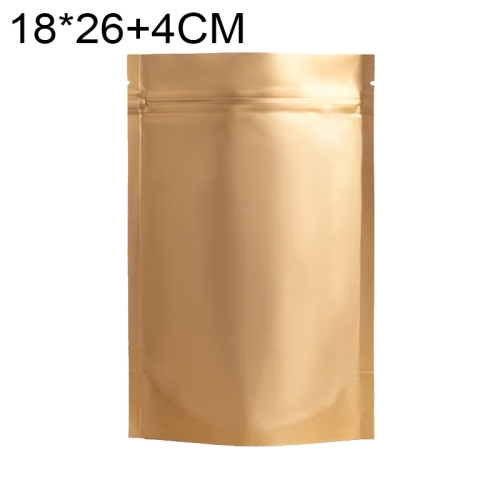 

100 PCS/Set Matte Aluminum Foil Snack Stand-up Pouch, Size:18x26+4cm(Gold)