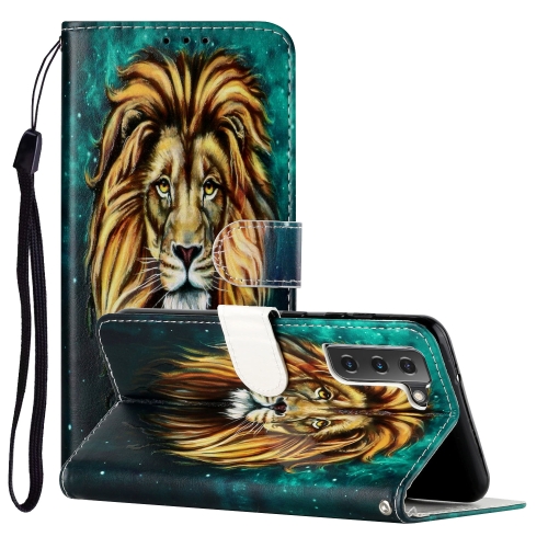 

For Samsung Galaxy S22 5G Oil Embossed Pattern PU Leather Phone Case(Lion)