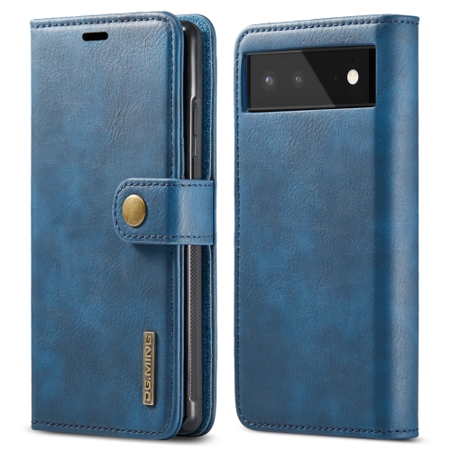 

For Google Pixel 6 DG.MING Crazy Horse Texture Detachable Magnetic Leather Phone Case(Blue)