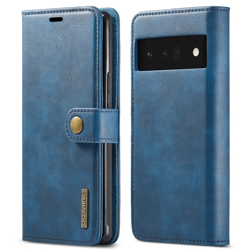 

For Google Pixel 6 Pro DG.MING Crazy Horse Texture Detachable Magnetic Leather Phone Case(Blue)