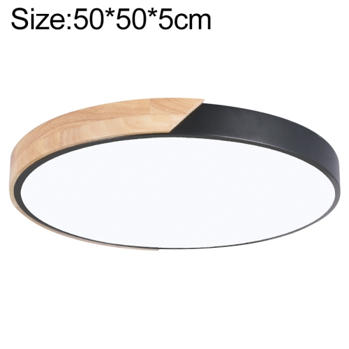 

Wood Macaron LED Round Ceiling Lamp, Stepless Dimming, Size:50cm(Black)