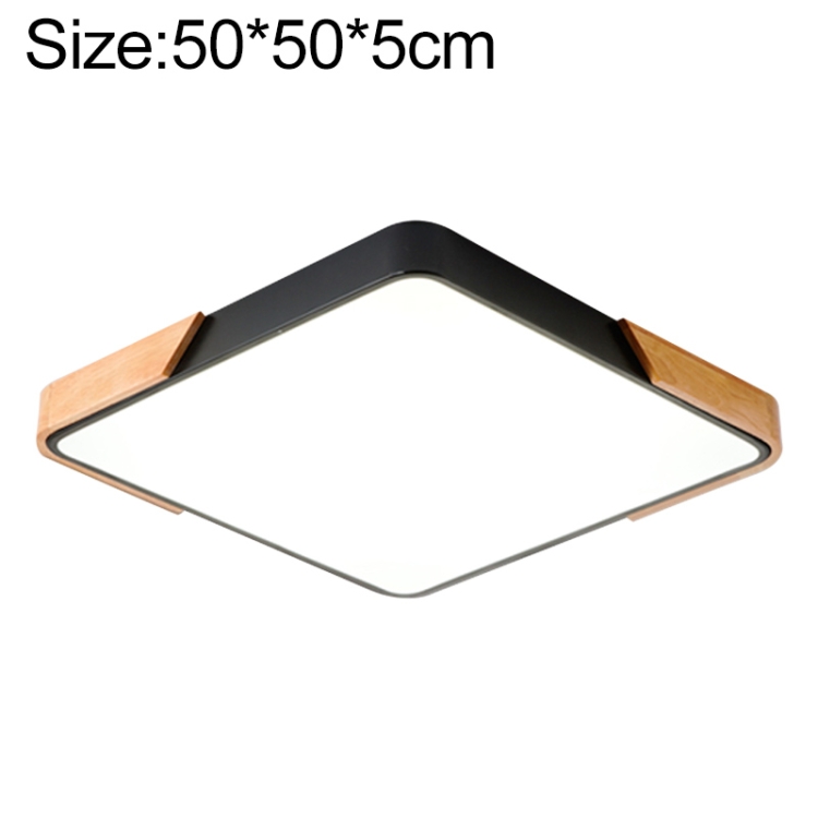 

Wood Macaron LED Square Ceiling Lamp, 3-Colors Light, Size:50cm(Black)
