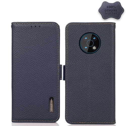 

For Nokia G50 KHAZNEH Side-Magnetic Litchi Genuine Leather RFID Phone Case(Blue)