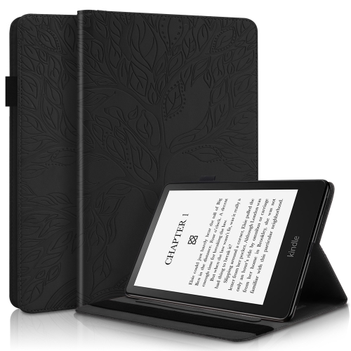 

For Amazon Kindle Paperwhite 5 2021 Life Tree Series Leather Tablet Case(Black)