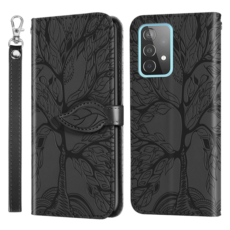 

For Samsung Galaxy A33 5G Life of Tree Embossing Leather Phone Case(Black)