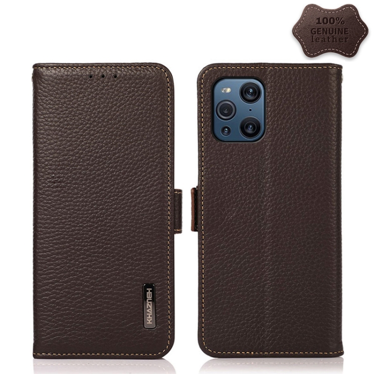 

For OPPO Find X3 / X3 Pro KHAZNEH Side-Magnetic Litchi Genuine Leather RFID Case(Brown)