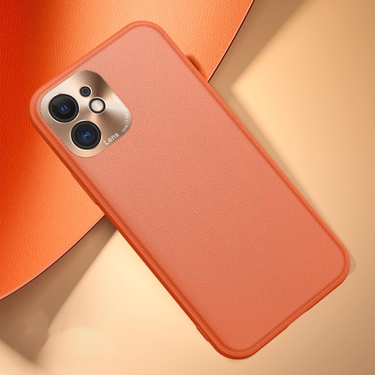 

Plain Skin Leather Case For iPhone 12(Orange)
