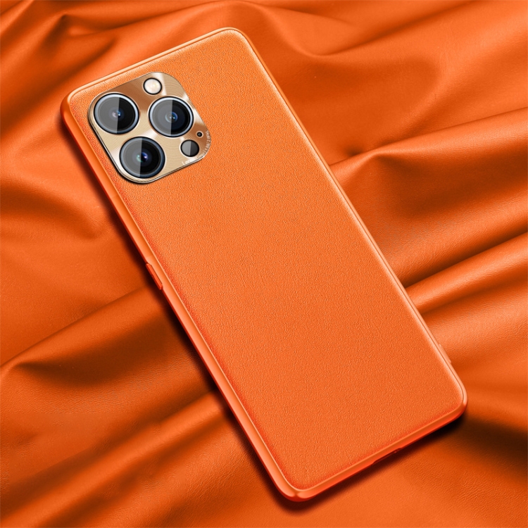 

Plain Skin Leather Case For iPhone 12 Pro Max(Orange)