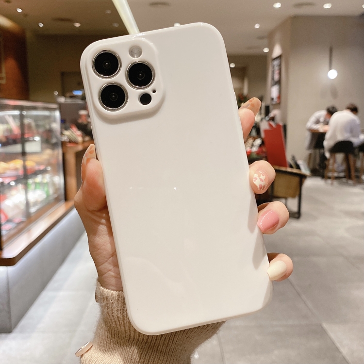 

Glossy Straight-Edge TPU Phone Case For iPhone 13 Pro(White)